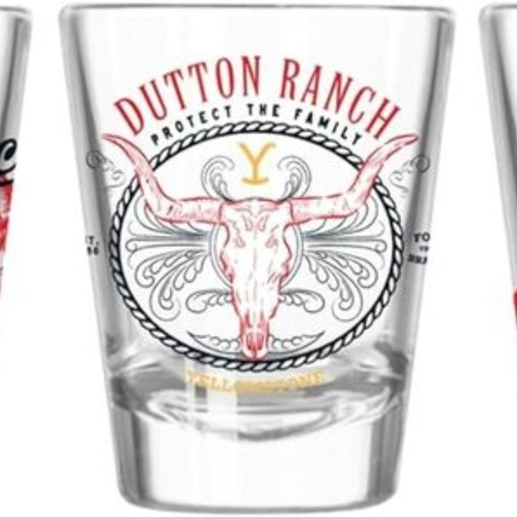 Yellowstone Dutton Ranch Icons Multi Badge 4PC Mini Shot Glass Set 4x1, 1.5OZ - Picture 5 of 6